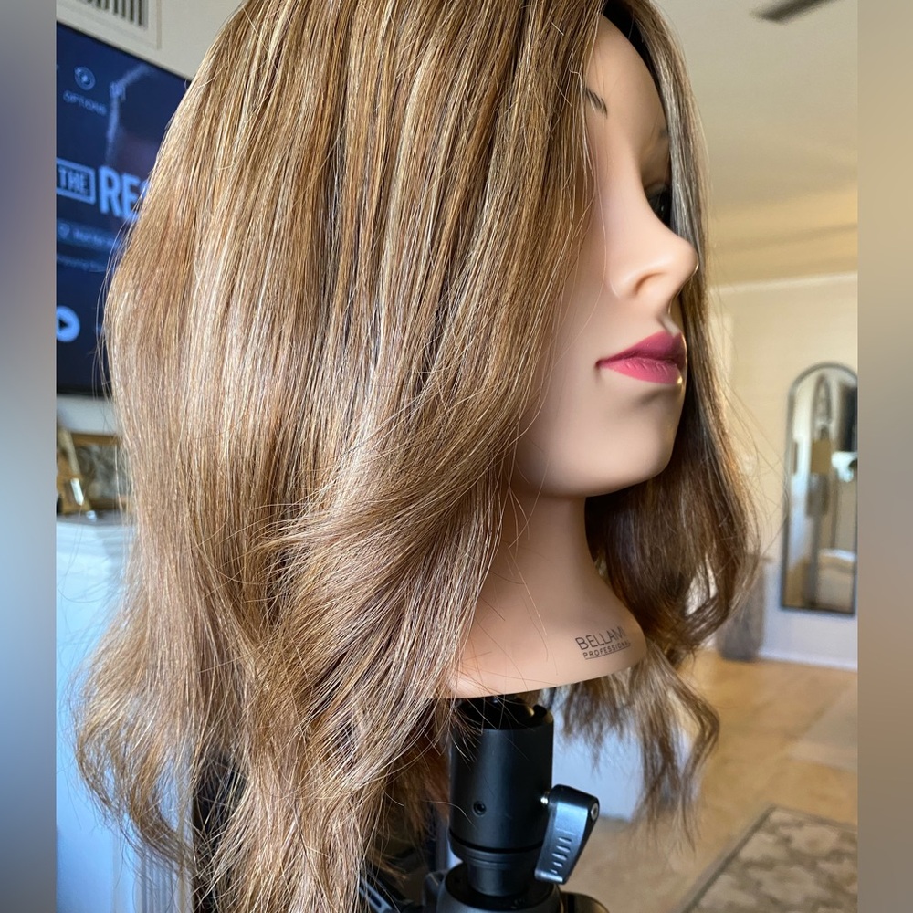 HUMAN HAIR Topper NEW WOT 100% Remy hair! Hidden Crown Brand Rooted Dark Blonde